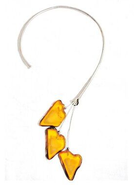 MCM Baltic Amber Rough Edge Necklace with Sterling Shepherds Hook Neck Wire